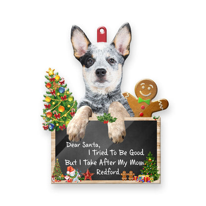 Personalized Australian Cattle Dog Dear Santa Christmas Acrylic Ornament