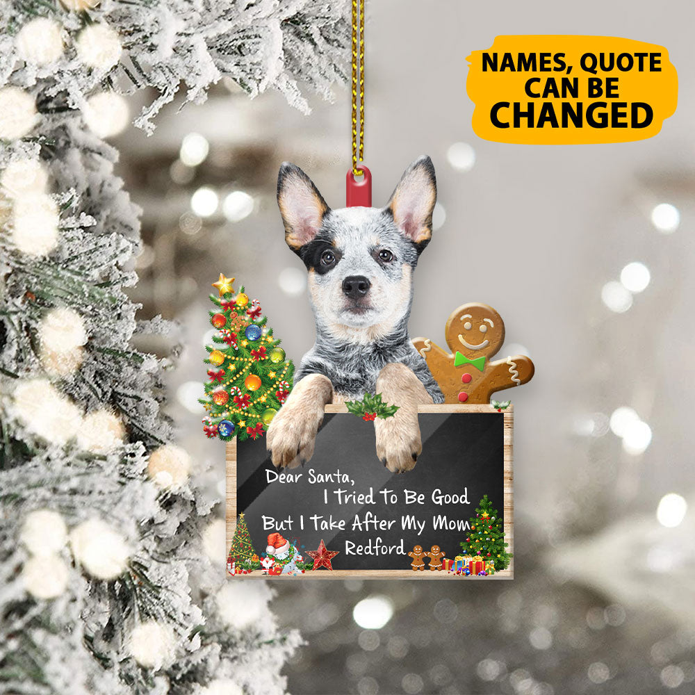 Personalized Australian Cattle Dog Dear Santa Christmas Acrylic Ornament