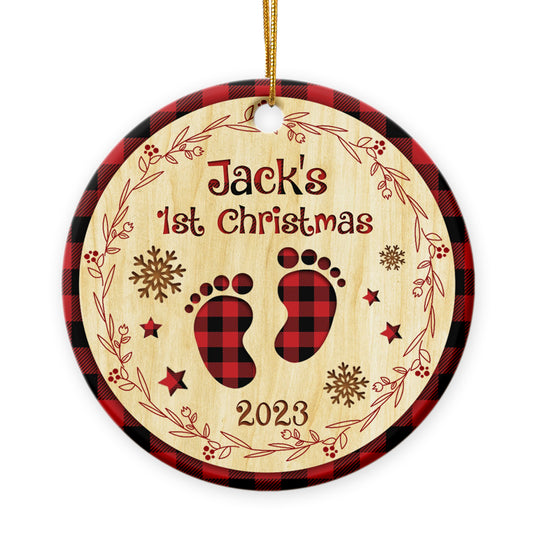 Custom Baby's 1st Christmas Ceramic Circle Ornament