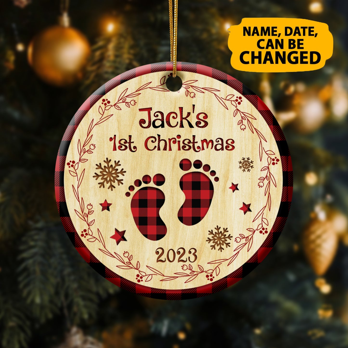 Custom Baby's 1st Christmas Ceramic Circle Ornament