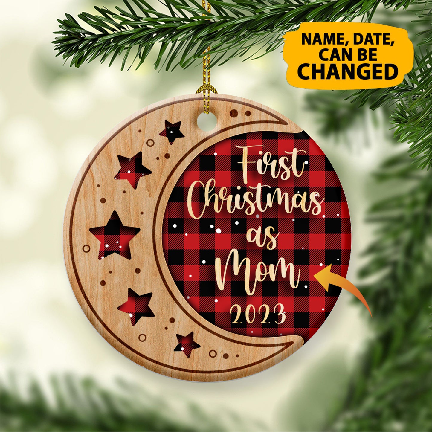 Personalized First Christmas As Mom Ceramic Ornament, New Mom