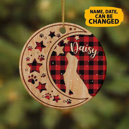 Personalized Dog Moon Christmas Ceramic Circle Ornament