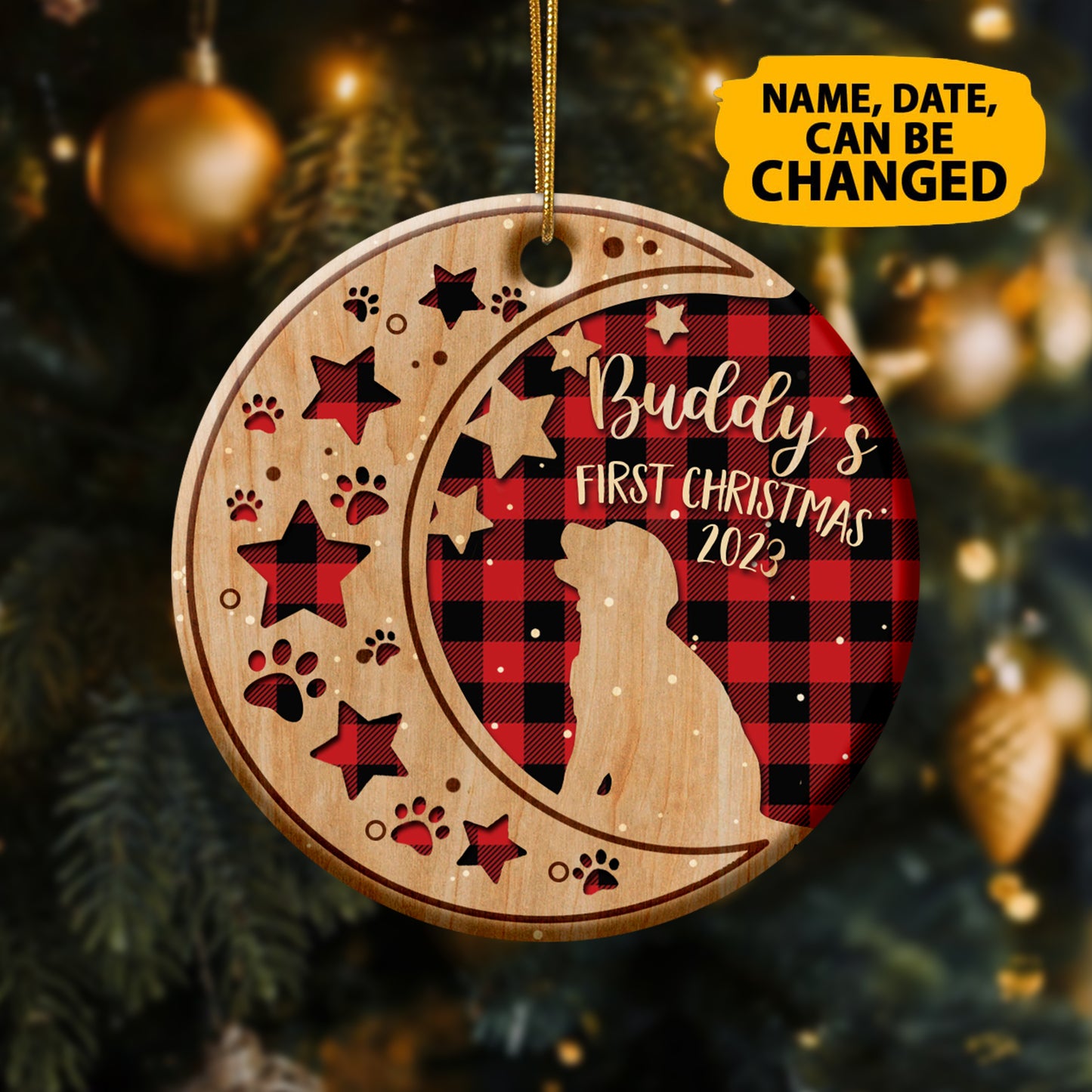 Personalized Dog First Christmas Ceramic Circle Ornament