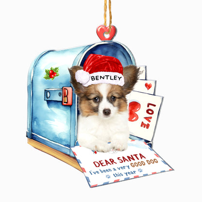Personalized Papillon In Mailbox Christmas Aluminum Ornament