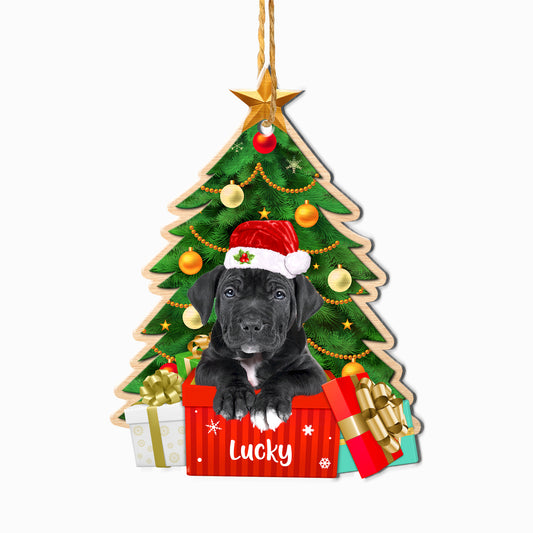 Personalized Black Pitbull Christmas Tree Aluminum Ornament