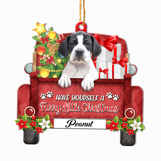 Personalized Pointer Red Truck Christmas Aluminum Ornament