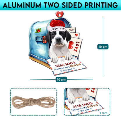 Personalized Pointer In Mailbox Christmas Aluminum Ornament