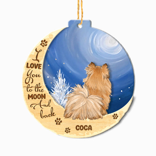 Personalized Pomeranian On Moon Aluminum Ornament