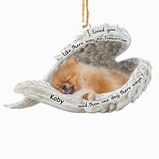 Personalized Pomeranian Sleeping Angel Memorial Aluminum Ornament