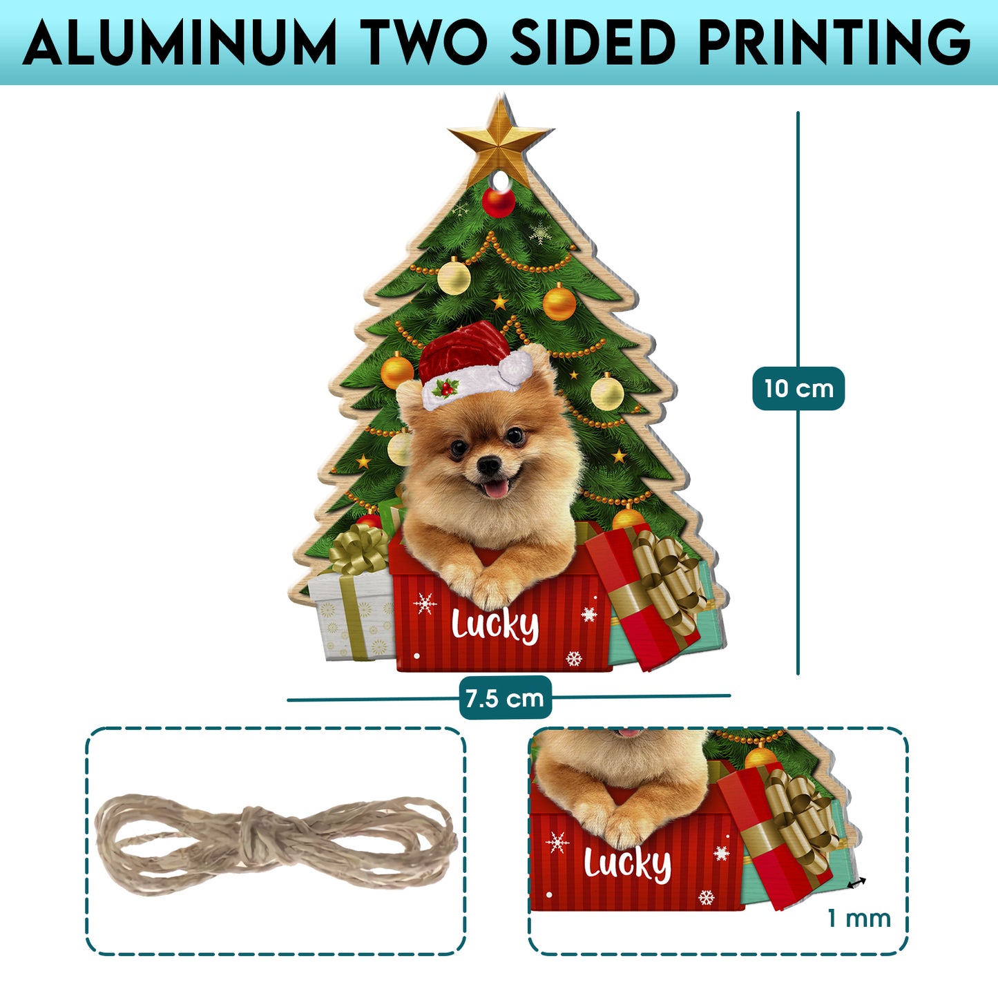 Personalized Pomeranian Christmas Tree Aluminum Ornament