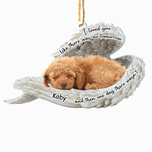 Personalized Poodle Sleeping Angel Memorial Aluminum Ornament