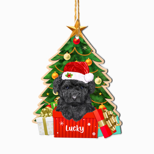 Personalized Black Poodle Christmas Tree Aluminum Ornament
