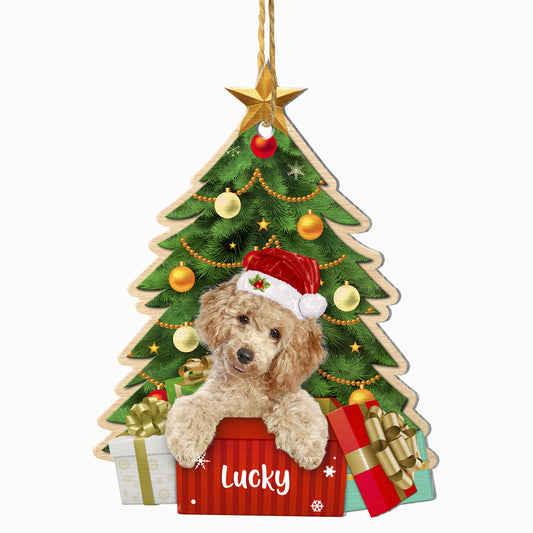 Personalized Brown Poodle Christmas Tree Aluminum Ornament