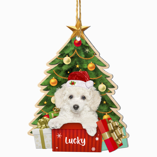 Personalized White Poodle Christmas Tree Aluminum Ornament