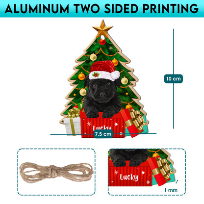 Personalized Black Puli Christmas Tree Aluminum Ornament
