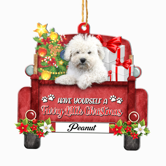 Personalized White Puli Red Truck Christmas Aluminum Ornament