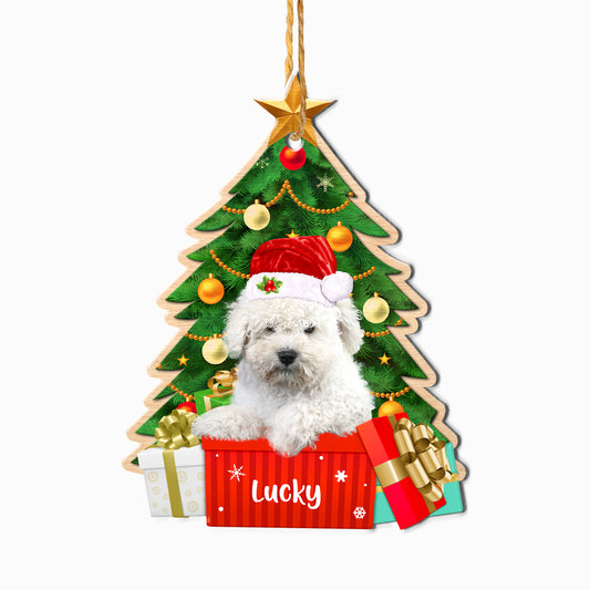 Personalized White Puli Christmas Tree Aluminum Ornament