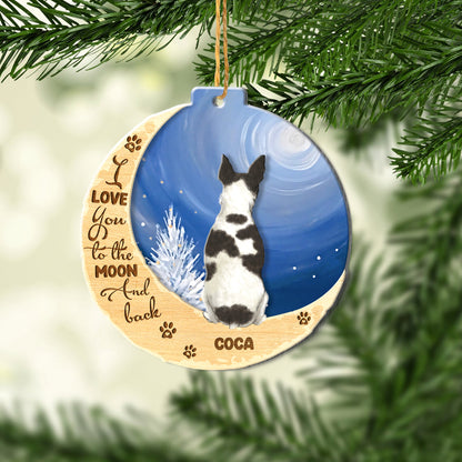 Personalized Rat Terrier On Moon Aluminum Ornament