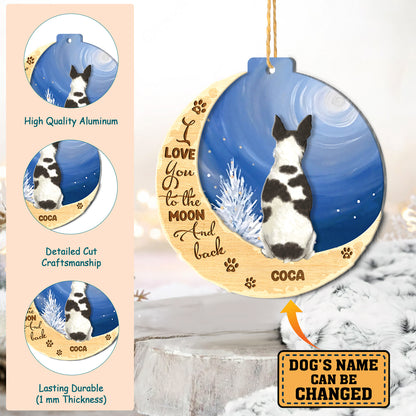 Personalized Rat Terrier On Moon Aluminum Ornament