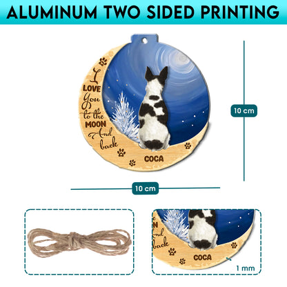 Personalized Rat Terrier On Moon Aluminum Ornament