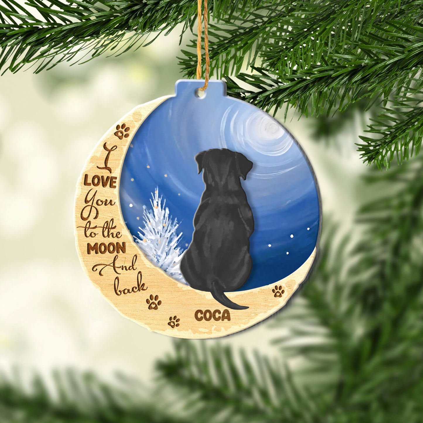 Personalized Rottweiler On Moon Aluminum Ornament