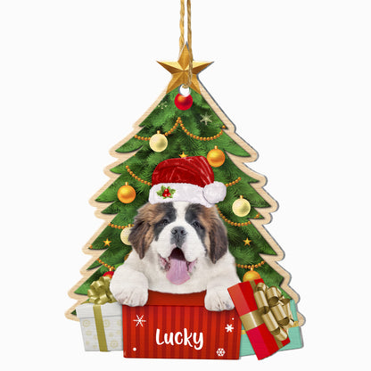 Personalized Saint Bernard Christmas Tree Aluminum Ornament