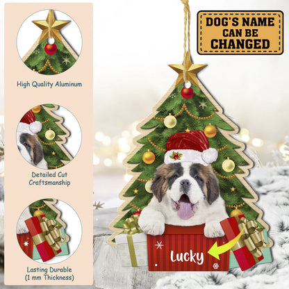 Personalized Saint Bernard Christmas Tree Aluminum Ornament