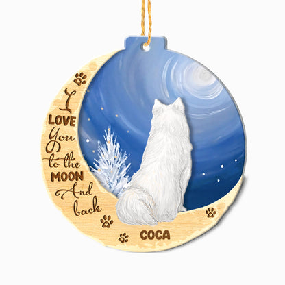 Personalized Samoyed On Moon Aluminum Ornament