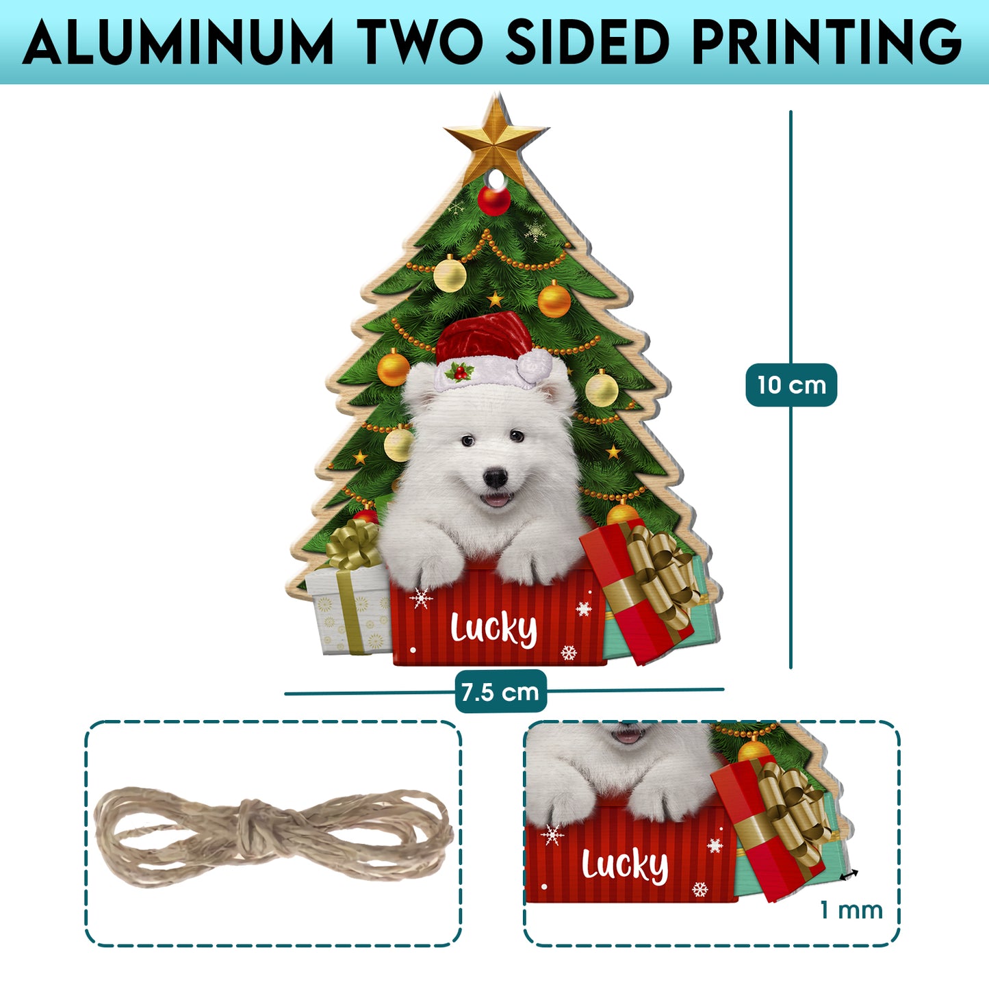 Personalized Samoyed Christmas Tree Aluminum Ornament