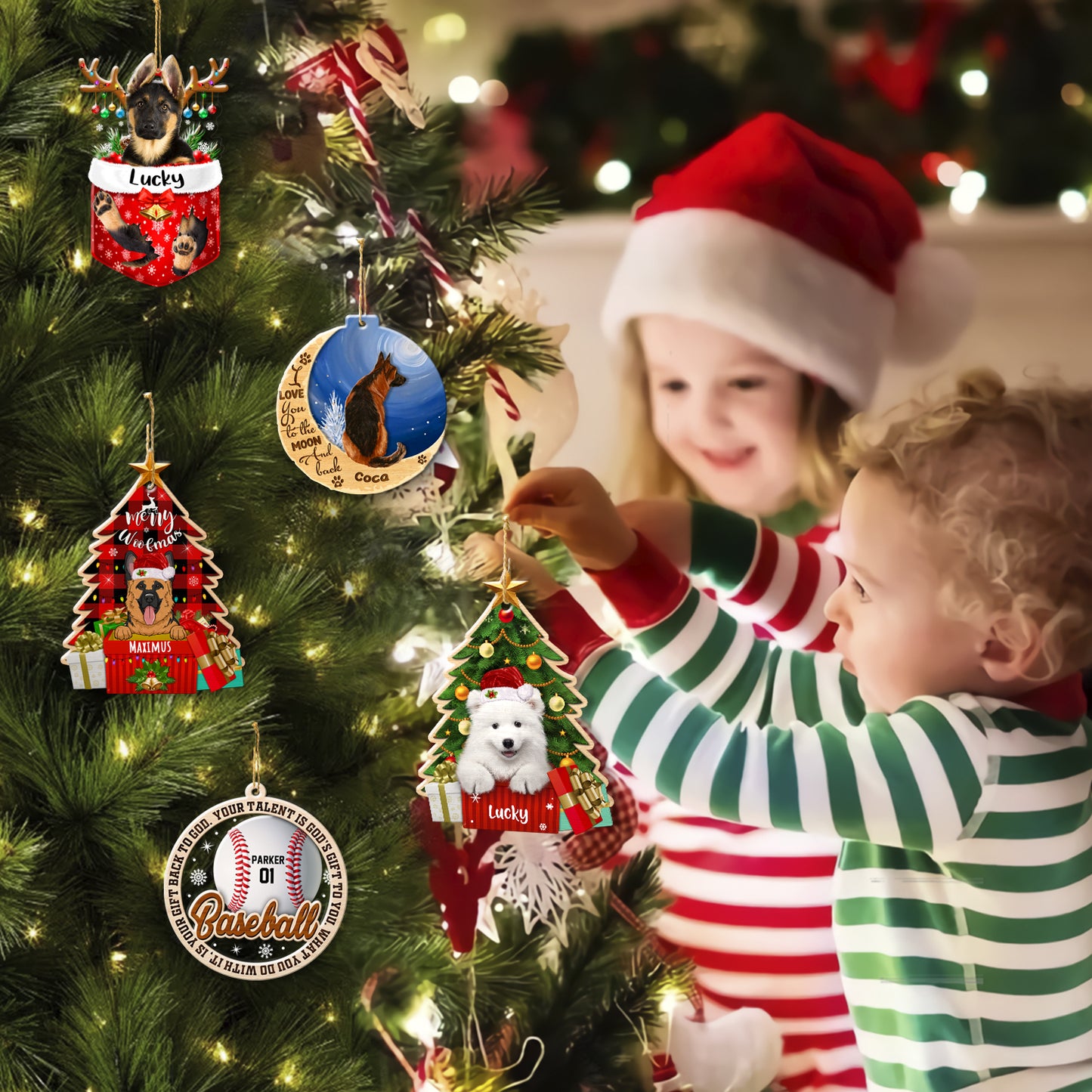 Personalized Samoyed Christmas Tree Aluminum Ornament