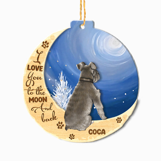 Personalized Schnauzer On Moon Aluminum Ornament