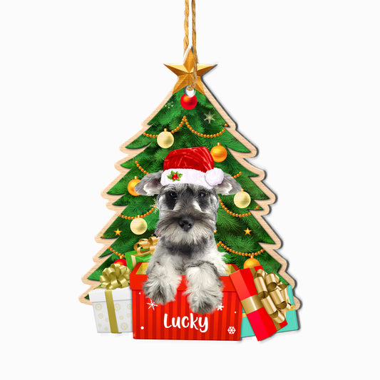Personalized Grey Schnauzer Christmas Tree Aluminum Ornament