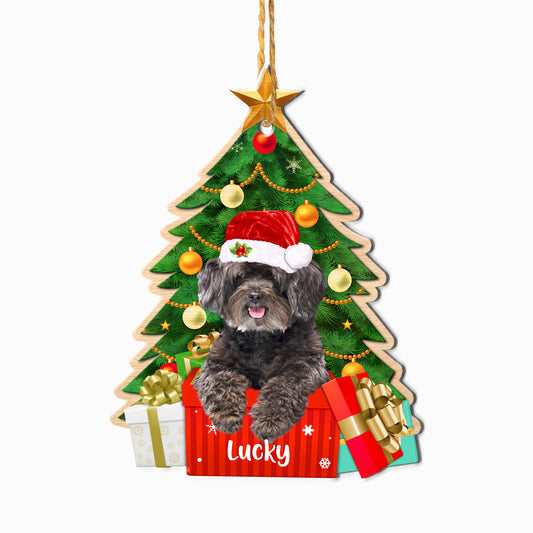 Personalized Black Schnoodle Christmas Tree Aluminum Ornament