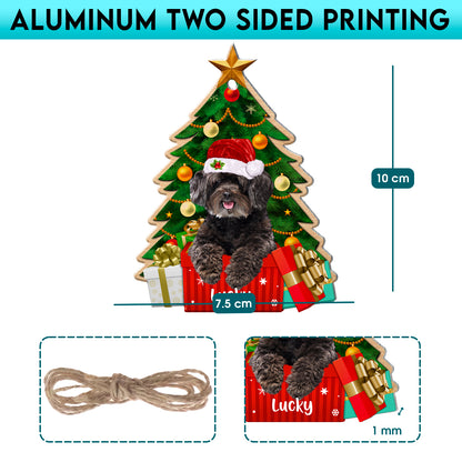 Personalized Black Schnoodle Christmas Tree Aluminum Ornament