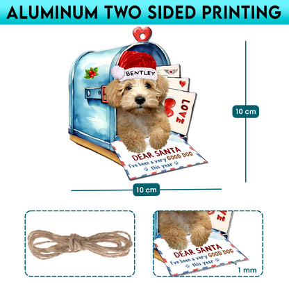 Personalized Cream Schnoodle In Mailbox Christmas Aluminum Ornament