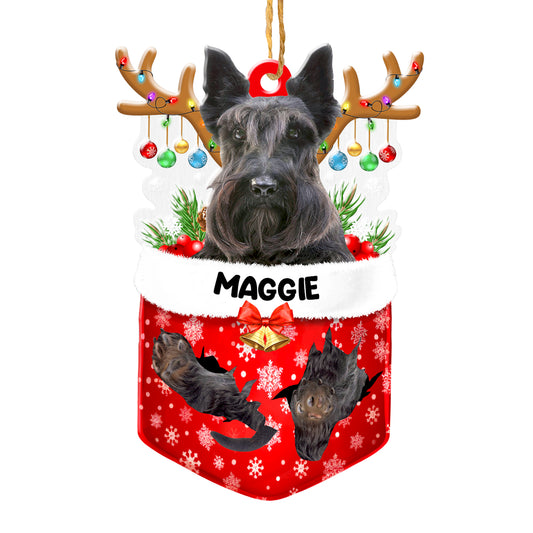 Personalized Scottish Terrier In Snow Pocket Christmas Acrylic Ornament
