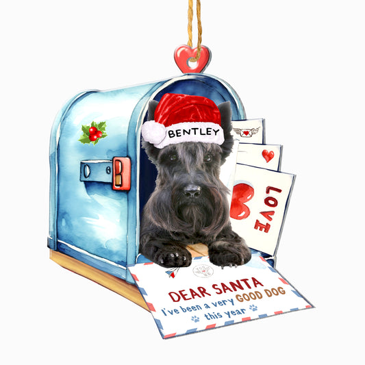 Personalized Scottish Terrier In Mailbox Christmas Aluminum Ornament