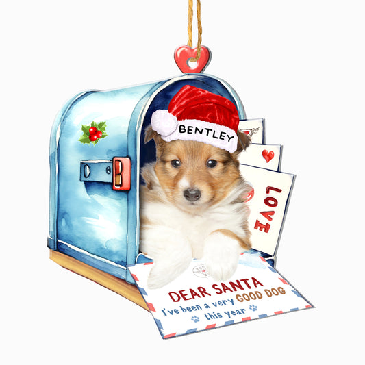 Personalized Shetland Sheepdog In Mailbox Christmas Aluminum Ornament