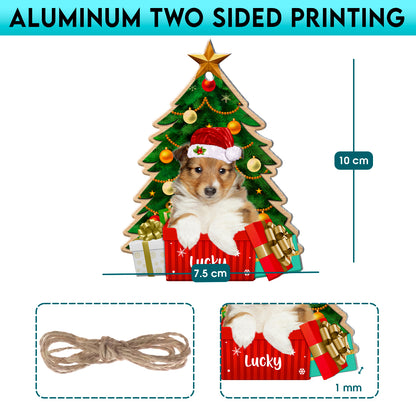 Personalized Shetland Sheepdog Christmas Tree Aluminum Ornament