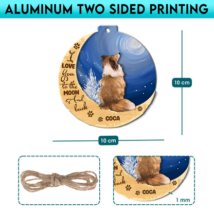 Personalized Shetland Sheepdog On Moon Aluminum Ornament