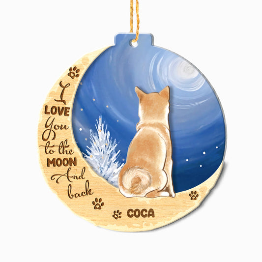 Personalized Shiba Inu On Moon Aluminum Ornament