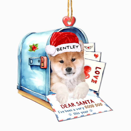 Personalized Shiba Inu In Mailbox Christmas Aluminum Ornament