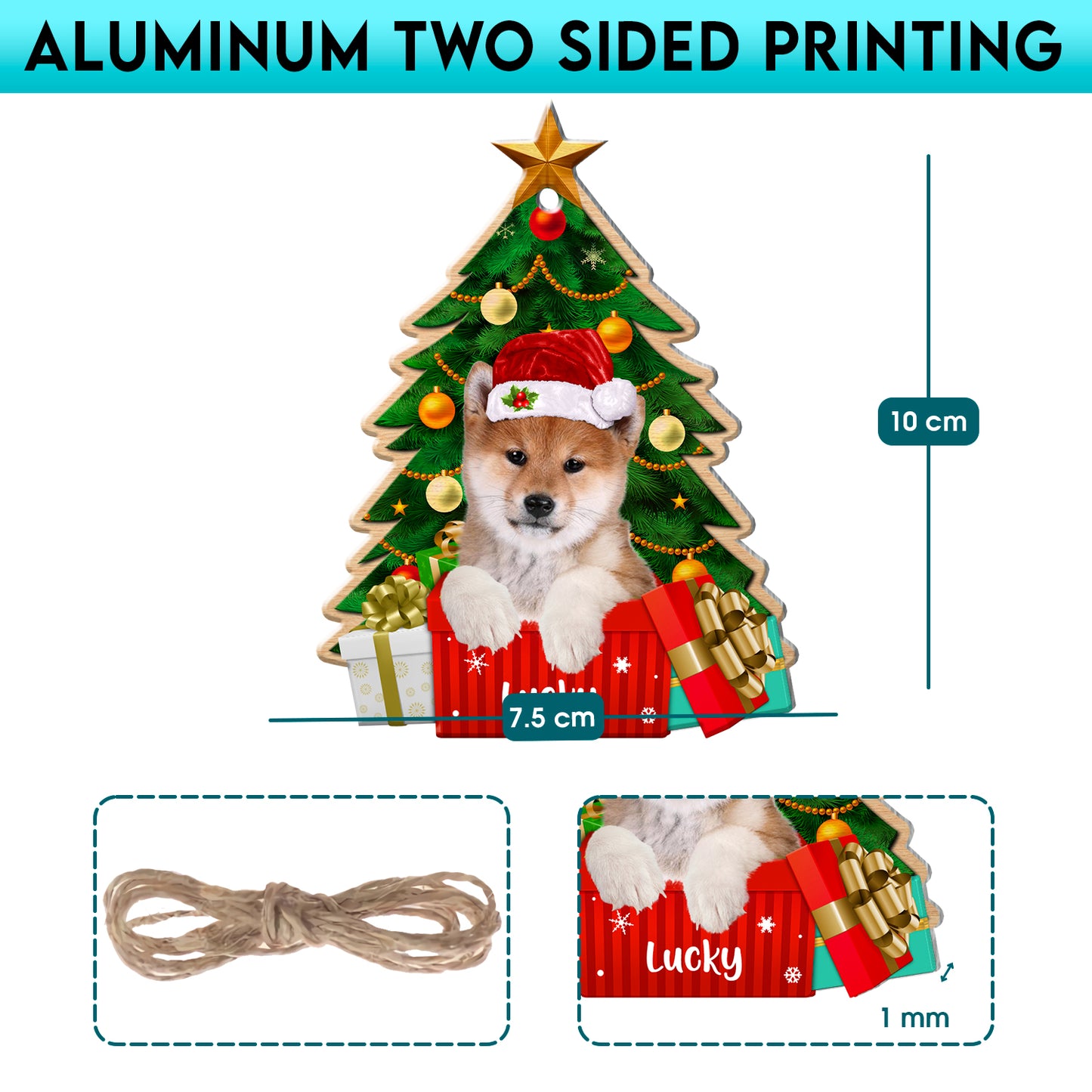 Personalized Shiba Inu Christmas Tree Aluminum Ornament