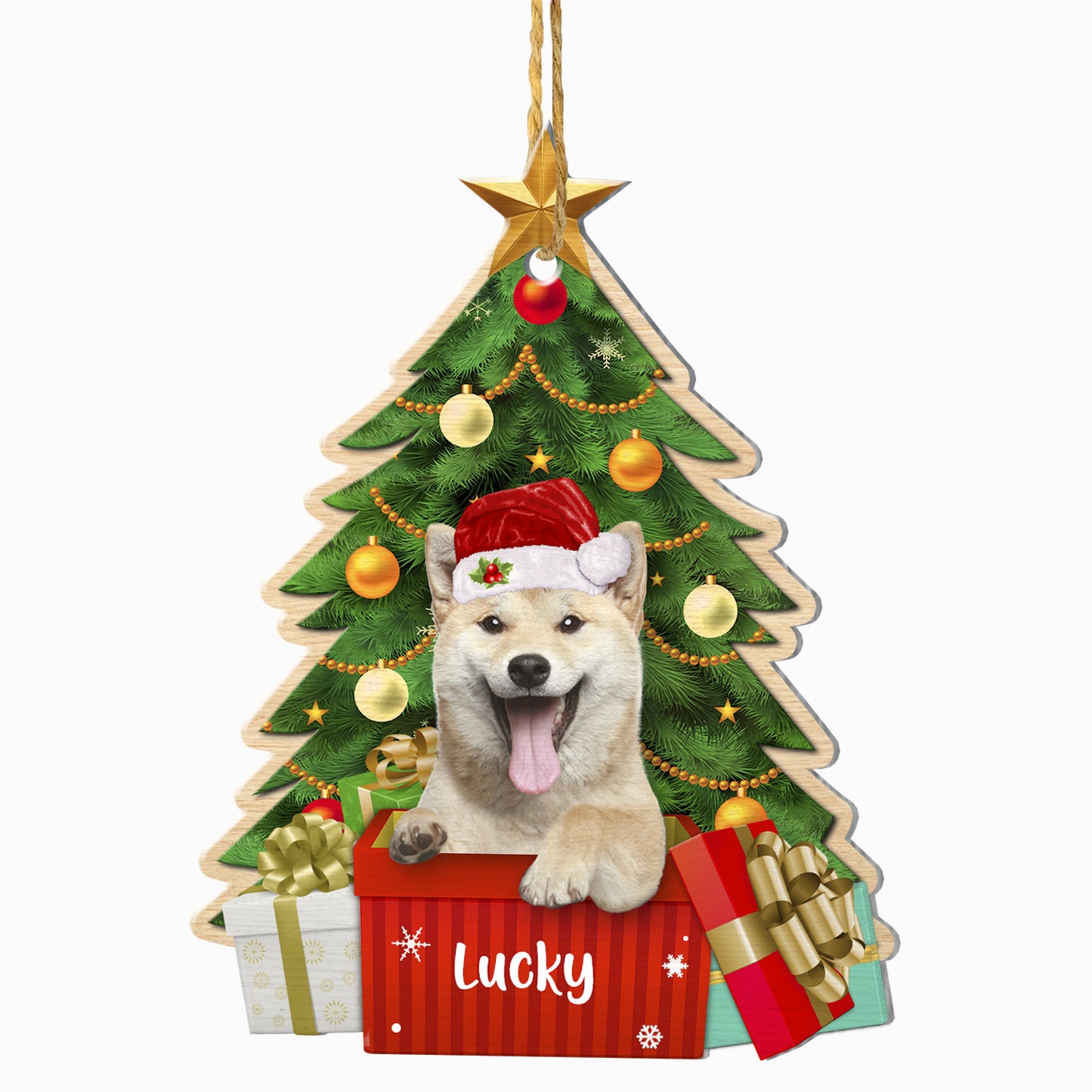 Personalized Shiba Inu Christmas Tree Aluminum Ornament