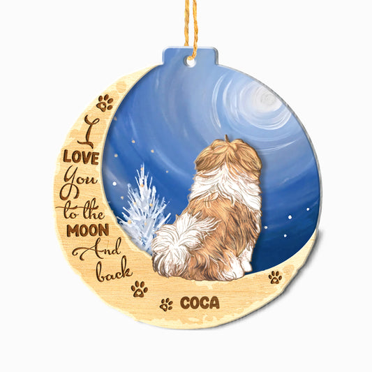 Personalized Shih Tzu On Moon Aluminum Ornament