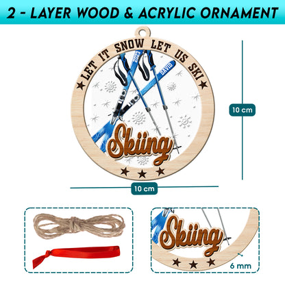 Personalized Skiing 2-Layer Wood & Acrylic Christmas Ornament