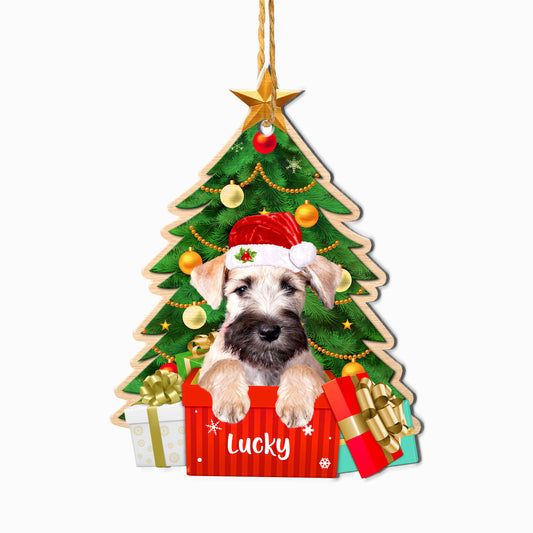 Personalized Soft Coated Wheaten Terrier Christmas Tree Aluminum Ornament