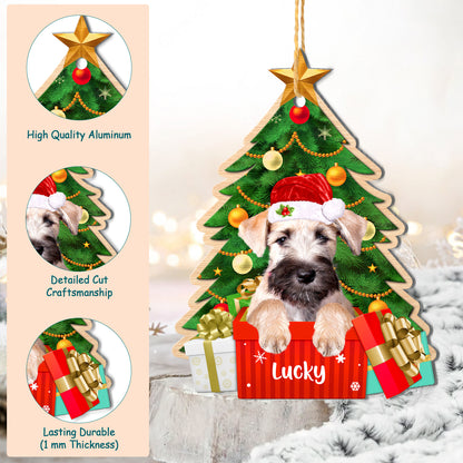 Personalized Soft Coated Wheaten Terrier Christmas Tree Aluminum Ornament