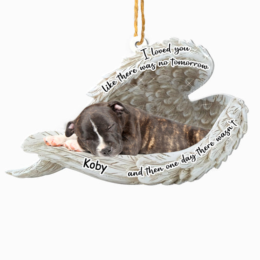 Personalized Staffordshire Bull Terrier Sleeping Angel Memorial Aluminum Ornament