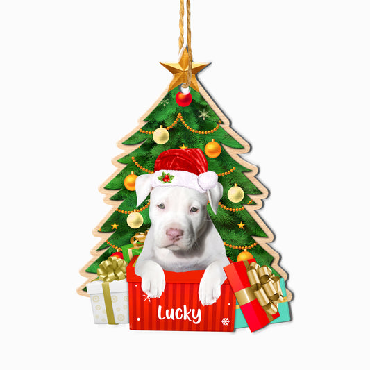 Personalized White Staffordshire Bull Terrier Christmas Tree Aluminum Ornament